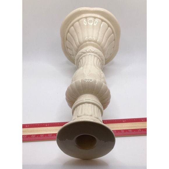 Decma Cream Ware II Candlestick 10" Tall Ivory Vintage ABRIGADA PORTUGAL Holiday - Picture 4 of 5